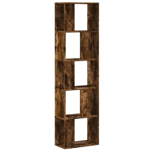 vidaXL bogreol 45x23,5x162,5 cm 5 hylder konstrueret træ røget eg