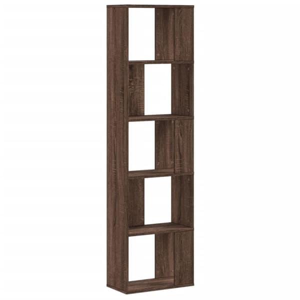 vidaXL bogreol 45x23,5x162,5 cm 5 hylder konstrueret træ brunt eg