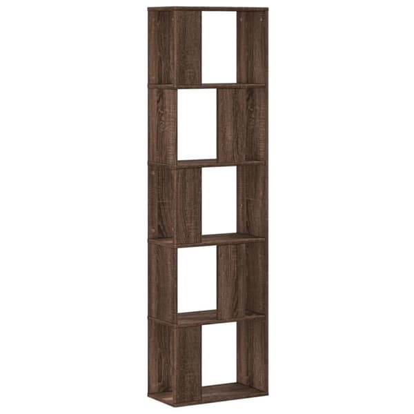 vidaXL bogreol 45x23,5x162,5 cm 5 hylder konstrueret træ brunt eg