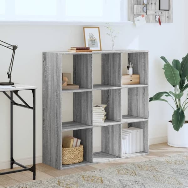 vidaXL bogreol 102x32x102 cm konstrueret træ grå sonoma-eg
