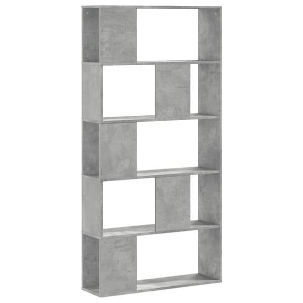 vidaXL bogreol 80,5x23,5x162,5 cm 5 hylder konstrueret træ betongrå