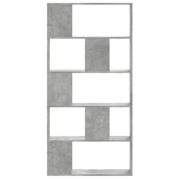vidaXL bogreol 80,5x23,5x162,5 cm 5 hylder konstrueret træ betongrå