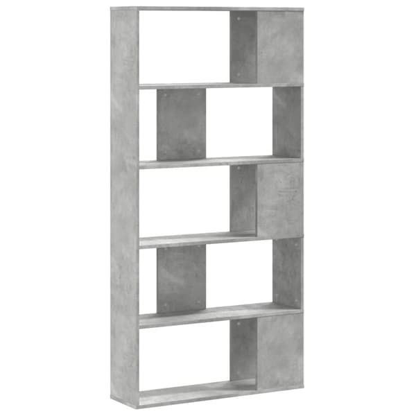 vidaXL bogreol 80,5x23,5x162,5 cm 5 hylder konstrueret træ betongrå