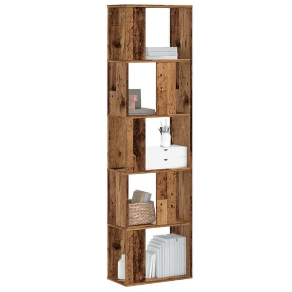 vidaXL Bokhylle 5 etasjer gammelt tre 45x23,5x162,5 cm konstruert tre