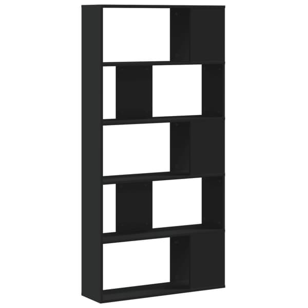 vidaXL Bokhylle 5 etasjer svart 80,5x23,5x162,5 cm konstruert tre