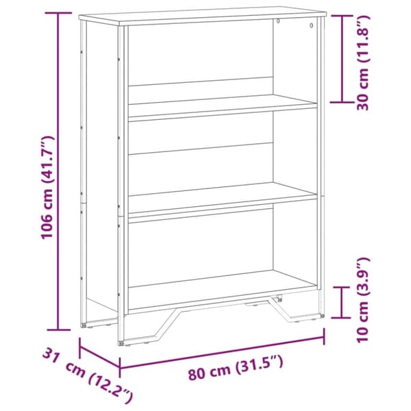 vidaXL Bokhylla brun ek 80x31x106 cm konstruerat trä