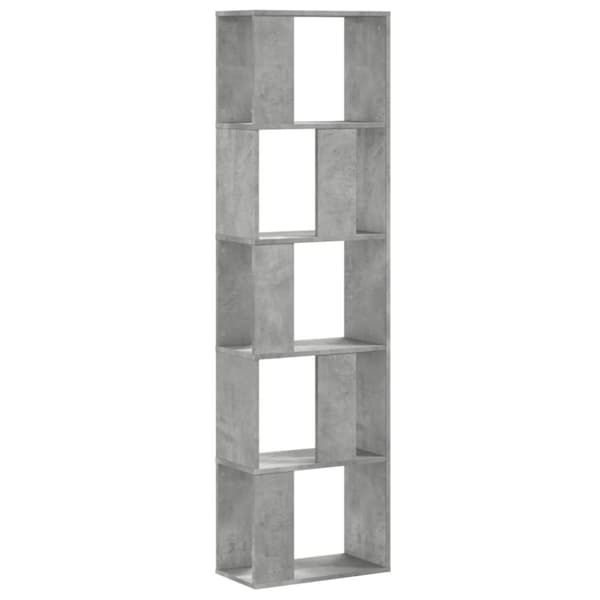 vidaXL Bokhylle 5 etasjer betonggrå 45x23,5x162,5 cm konstruert tre