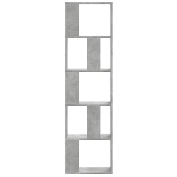 vidaXL Bokhylle 5 etasjer betonggrå 45x23,5x162,5 cm konstruert tre