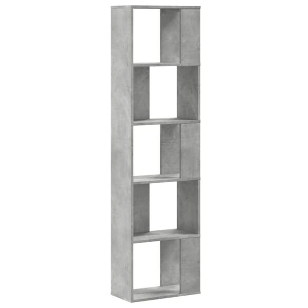 vidaXL Bokhylle 5 etasjer betonggrå 45x23,5x162,5 cm konstruert tre
