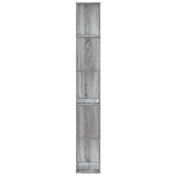 vidaXL Kirjahylly 5 tasoa harmaa Sonoma 45x23,5x162,5 cm tekninen puu