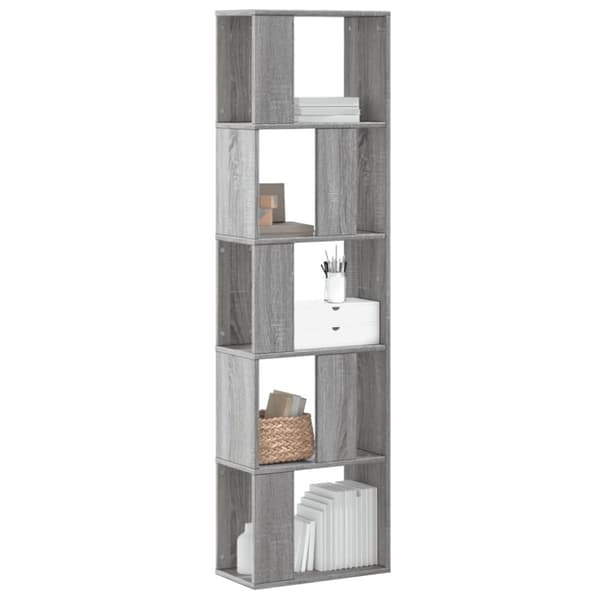 vidaXL Kirjahylly 5 tasoa harmaa Sonoma 45x23,5x162,5 cm tekninen puu