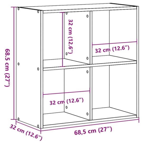 vidaXL skab 68,5x32x68,5 cm konstrueret træ grå sonoma-eg
