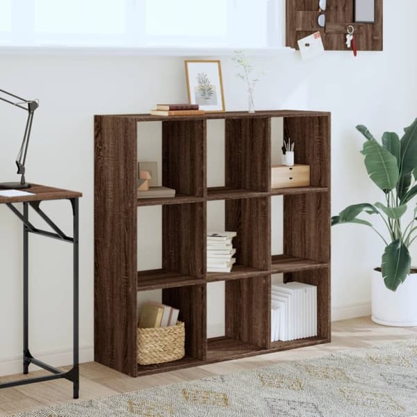 vidaXL bogreol 102x32x102 cm konstrueret træ brun egetræsfarve