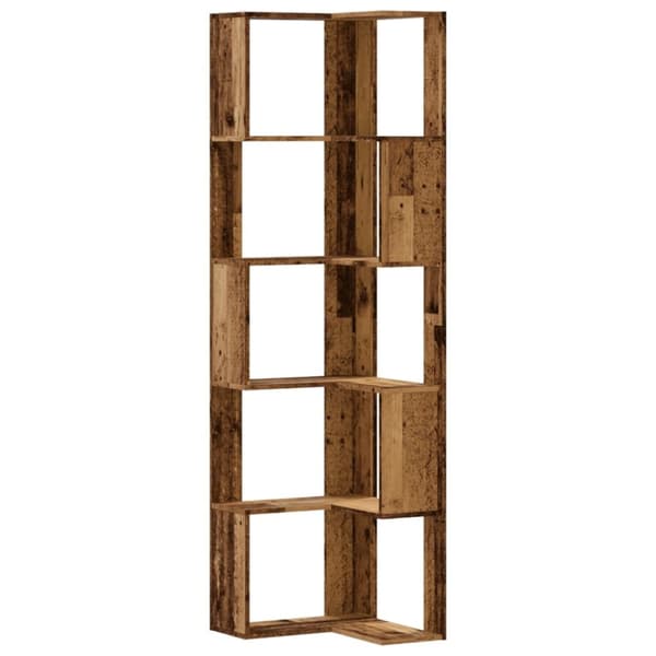 vidaXL bogreol til hjørne 50x50x179 cm 5 hylder konstrueret træ