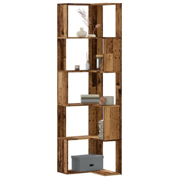 vidaXL bogreol til hjørne 50x50x179 cm 5 hylder konstrueret træ