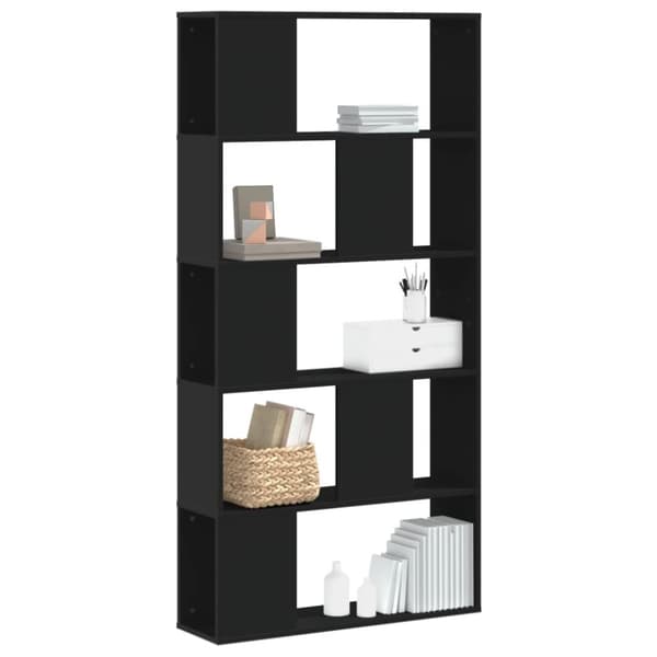 vidaXL Kirjahylly 5 tasoa musta 80,5x23,5x162,5 cm tekninen puu