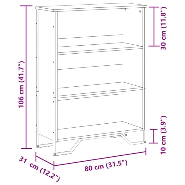 vidaXL Bokhylle svart 80x31x106 cm konstruert tre