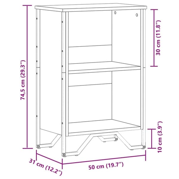 vidaXL Bokhylle svart 50x31x74,5 cm konstruert tre