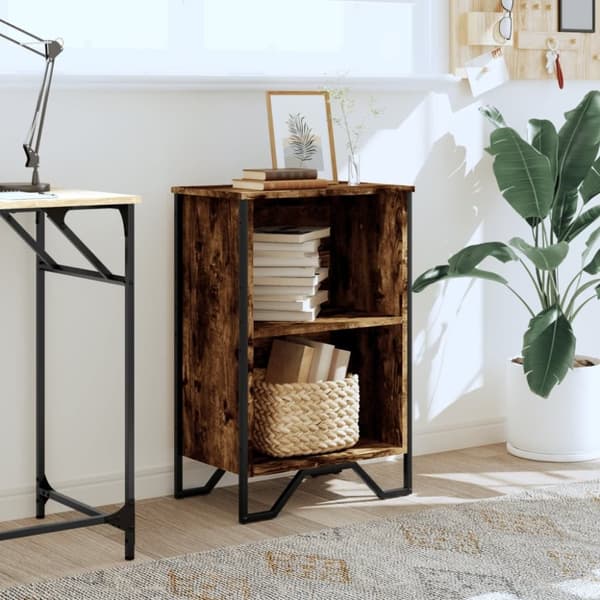 vidaXL Bokhylla rökfärgad ek 50x31x74,5 cm konstruerat trä