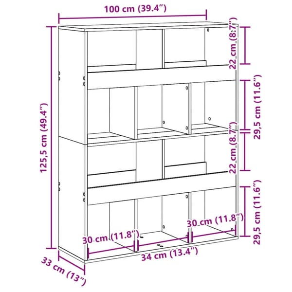 vidaXL rumdeler 100x33x125,5 cm konstrueret træ røget egetræsfarve