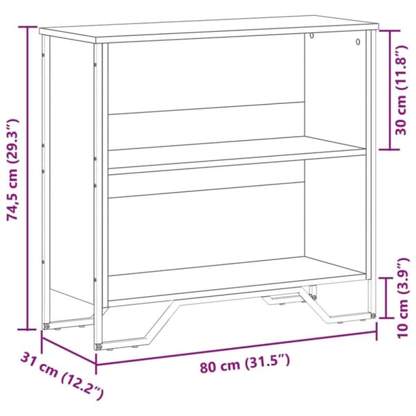 vidaXL bogreol 80x31x74,5 cm konstrueret træ røget egetræsfarve