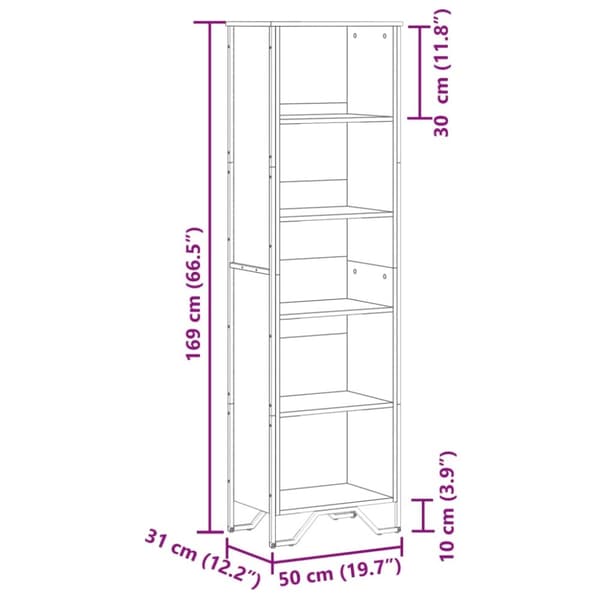 vidaXL bogreol 50x31x169 cm konstrueret træ brun egetræsfarve