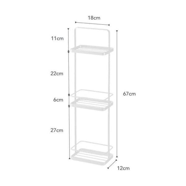 Badrumshylla med 3 nivåer - H67 cm - 18 cm X 12 cm X 67 cm - CaliCosy White