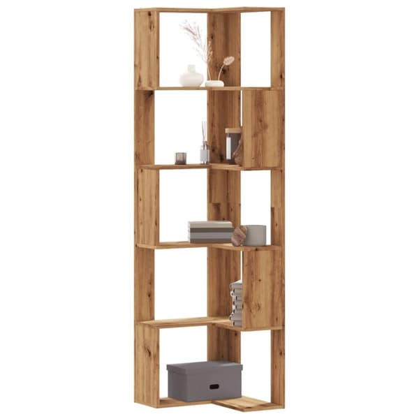 vidaXL Bokhylla hörn 5 hyllplan ek 50x50x179 cm konstruerat trä