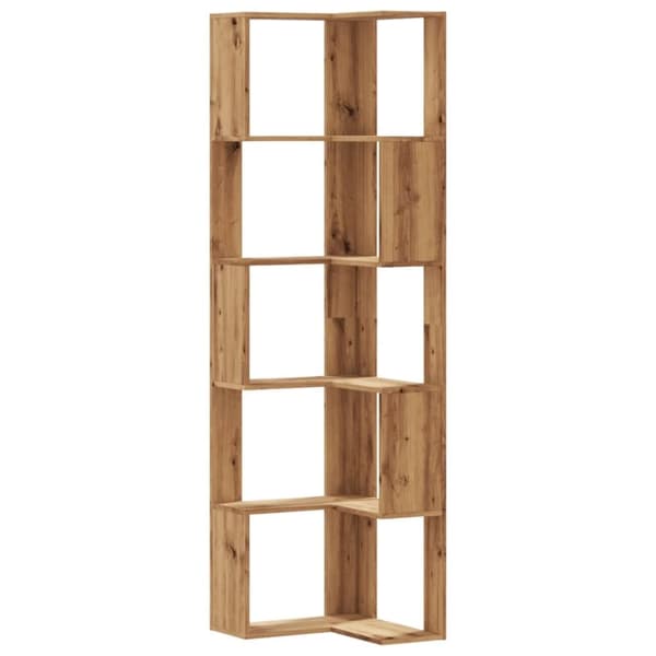 vidaXL Bokhylla hörn 5 hyllplan ek 50x50x179 cm konstruerat trä
