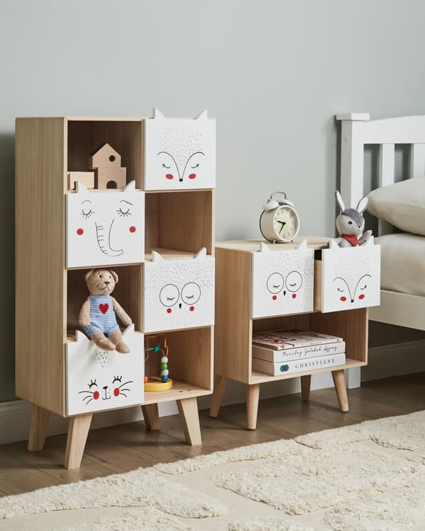 Bokhylla med 4 Nivåer Ljust Trä och Vit MDF Lådor Hyllor Öppen Baksida Barnrum Sovrum Modern Design