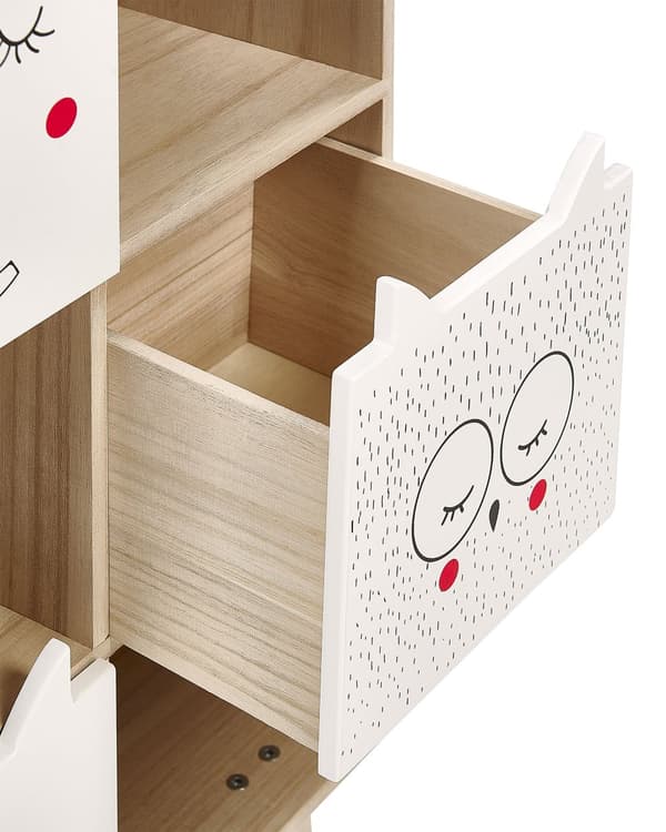 Bokhylla med 4 Nivåer Ljust Trä och Vit MDF Lådor Hyllor Öppen Baksida Barnrum Sovrum Modern Design