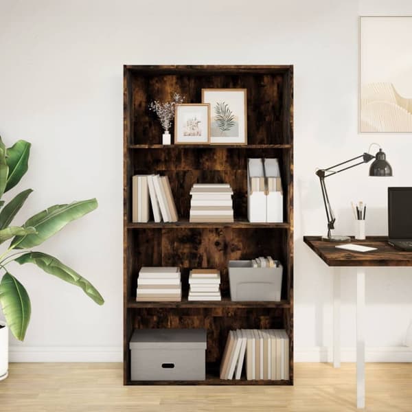 vidaXL bogreol 80x30x152 cm konstrueret træ røget egetræsfarve