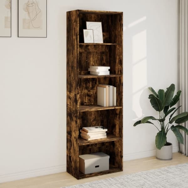 vidaXL bogreol 60x30x189 cm konstrueret træ røget egetræsfarve