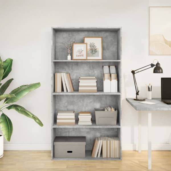 vidaXL Kirjahylly betoninharmaa 80x30x152 cm tekninen puu