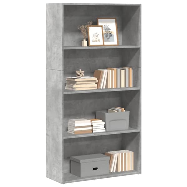 vidaXL Kirjahylly betoninharmaa 80x30x152 cm tekninen puu