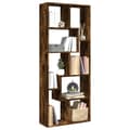 Miniatyrbillede 2 af 11: vidaXL bogreol/rumdeler 67x25x161,5 cm konstrueret træ røget eg