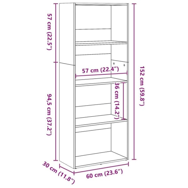 vidaXL bogreol 60x30x152 cm konstrueret træ brun egetræsfarve
