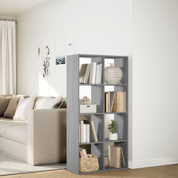 vidaXL Huoneenjakaja/kirjahylly harmaa 69,5x29x137,5 cm tekninen puu
