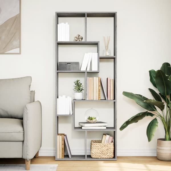 vidaXL bogreol/rumdeler 67x25x161,5 cm konstrueret træ grå sonoma-eg