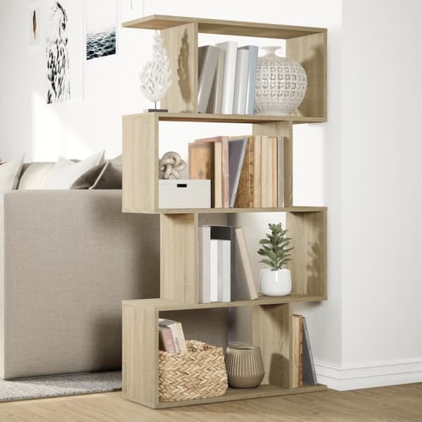vidaXL Romdeler bokhylle 4 lag sonoma eik 70x24x129 cm konstruert tre