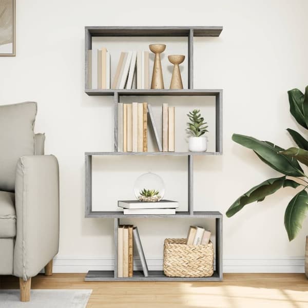 vidaXL Romdeler bokhylle 4 lag grå sonoma 70x24x129 cm konstruert tre