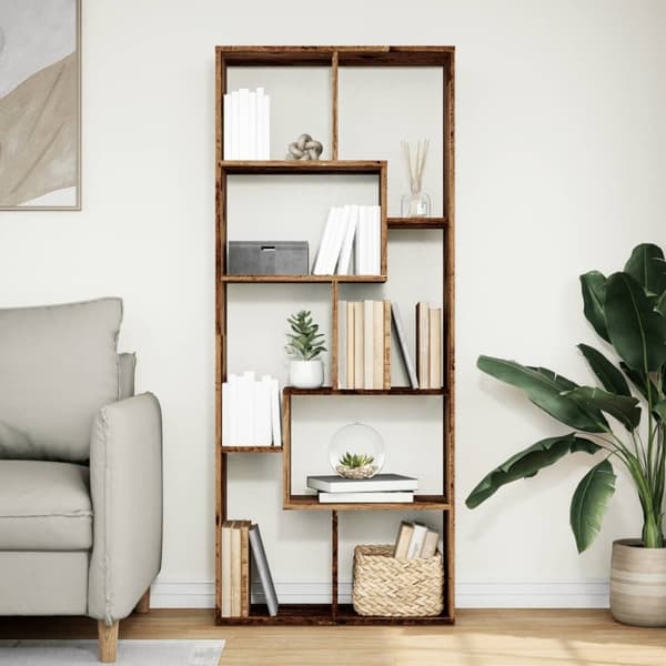 vidaXL bogreol/rumdeler 67x25x161,5 cm konstrueret træ antikt træ