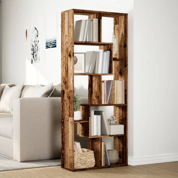 vidaXL bogreol/rumdeler 67x25x161,5 cm konstrueret træ antikt træ