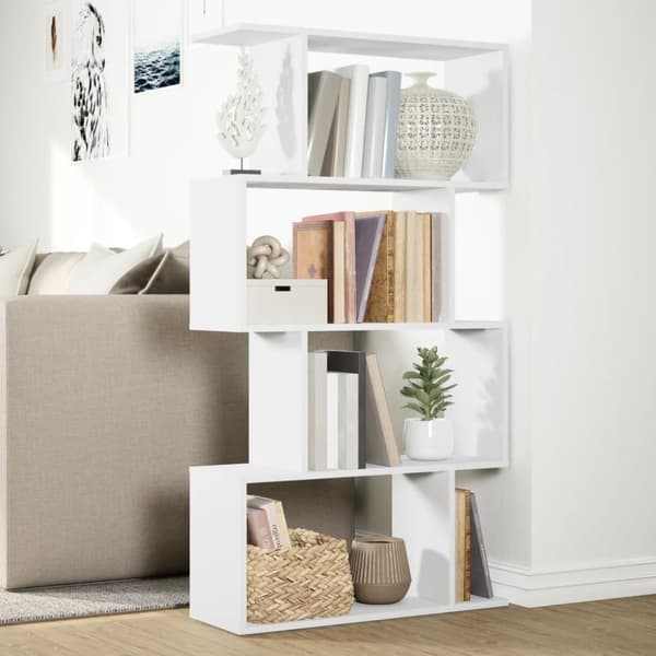 vidaXL bogreol/rumdeler 70x24x129 cm 4 niveauer konstrueret træ hvid