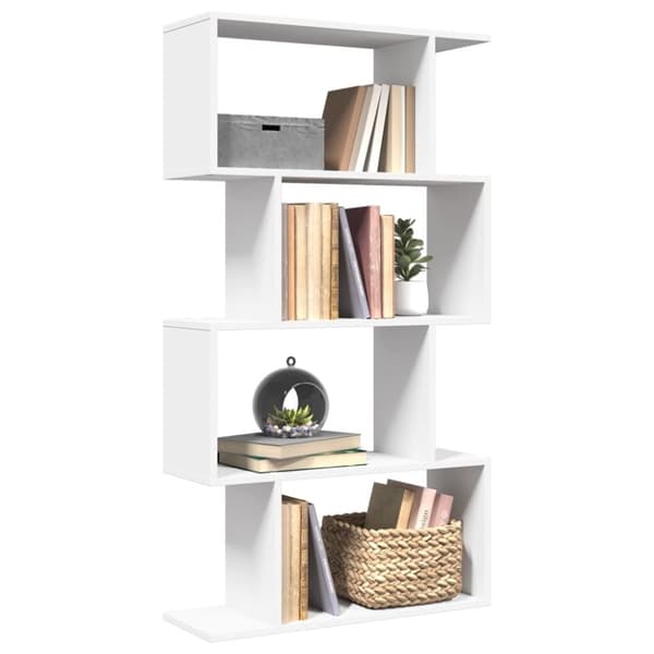 vidaXL bogreol/rumdeler 70x24x129 cm 4 niveauer konstrueret træ hvid