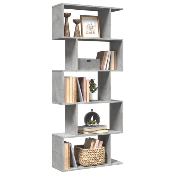vidaXL bogreol/rumdeler 70x24x161cm 5niveauer konstrueret træ betongrå
