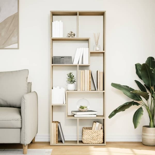 vidaXL bogreol/rumdeler 67x25x161,5 cm konstrueret træ sonoma-eg