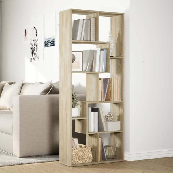 vidaXL bogreol/rumdeler 67x25x161,5 cm konstrueret træ sonoma-eg