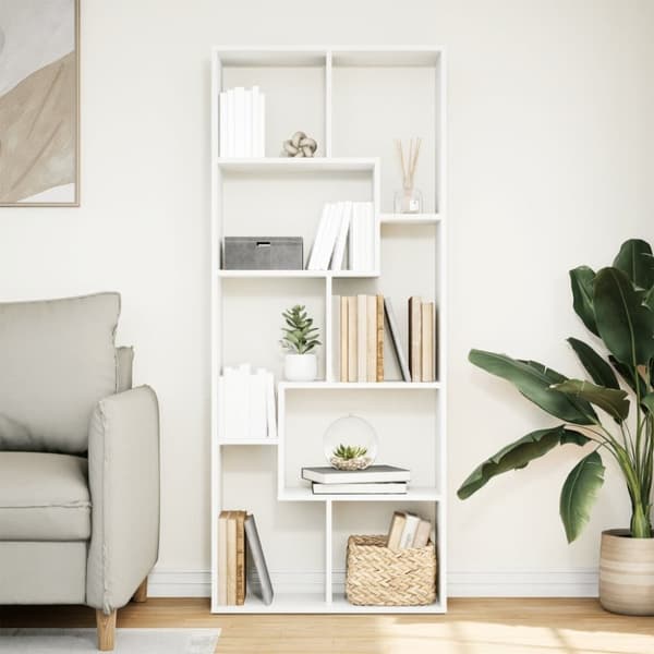 vidaXL bogreol/rumdeler 67x25x161,5 cm konstrueret træ hvid