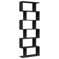 Miniatyrbilde 3 av 11: vidaXL Romdeler bokhylle 6 etasjer svart 70x24x193 cm konstruert tre